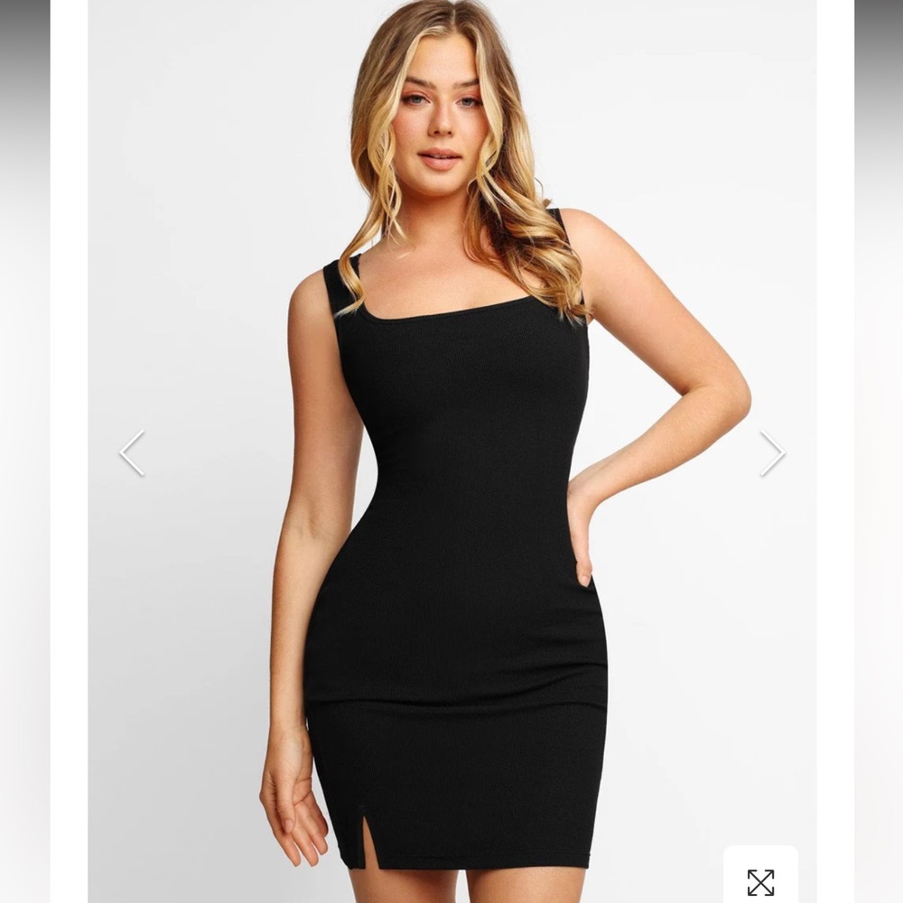 New Popilush Built-in Shapewear Wide Straps Black Sleeveless Dress Women's XXL